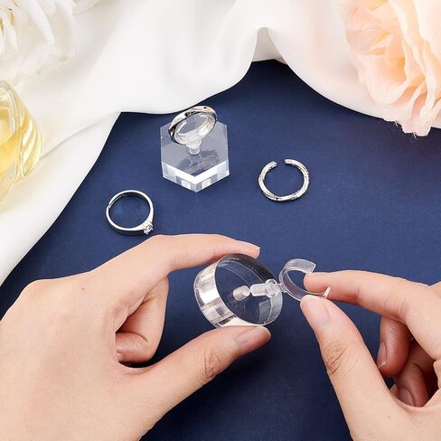 AHANDMAKER 2 Sets Acrylic Ring Display Holder, Oval Hexagon Clear Ring Showcase Display Acrylic Block Jewelry Storage Stand for Ring Jewelry Display Home Trade Show Photo Prop Exhibit in Saudi Arabia