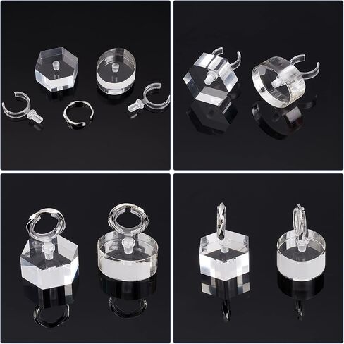 AHANDMAKER 2 Sets Acrylic Ring Display Holder, Oval Hexagon Clear Ring Showcase Display Acrylic Block Jewelry Storage Stand for Ring Jewelry Display Home Trade Show Photo Prop Exhibit in Saudi Arabia