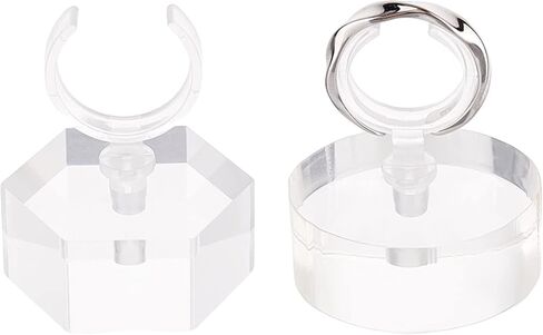AHANDMAKER 2 Sets Acrylic Ring Display Holder, Oval Hexagon Clear Ring Showcase Display Acrylic Block Jewelry Storage Stand for Ring Jewelry Display Home Trade Show Photo Prop Exhibit in Saudi Arabia