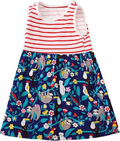 Geeda Toddler Girl Summer Slip Dress Daily Wear Cute Cartoon Pattern Baby Girl Casuals Dress Cotton in Saudi Arabia