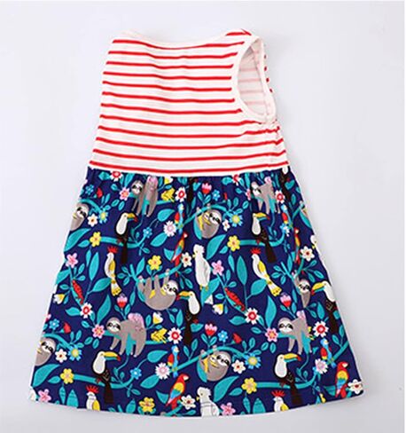 Geeda Toddler Girl Summer Slip Dress Daily Wear Cute Cartoon Pattern Baby Girl Casuals Dress Cotton in Saudi Arabia