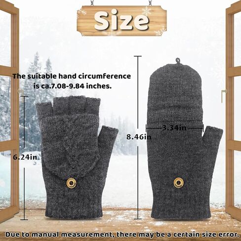 قفازات فيلورنا العازلة للحرارة بدون أصابع، قفازات شتوية محبوكة قابلة للتحويل للنساء والرجال in Kuwait
