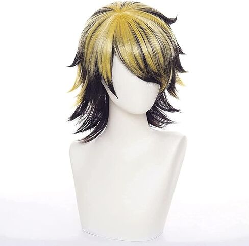 Liamiona Kazutora Hanemiya باروكة كوسبلاي طبيعي أسود أصفر قصير باروكات كوسبلاي مقاومة للحرارة شعر مستعار أنيمي لحفلة الهالوين + غطاء شعر مستعار in Kuwait