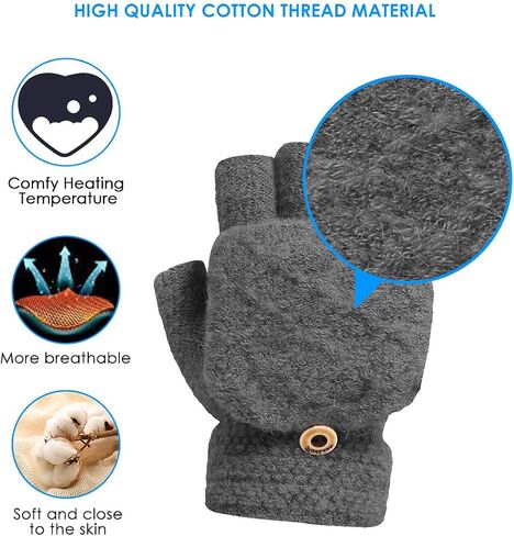 Yuehuam USB Heated Gloves for Men Women Full and Half Fingerless Warmer Mitten 3 Temperature Levels Electric Heating Gloves Hands Warmer Laptop Gloves Washable Design in Saudi Arabia