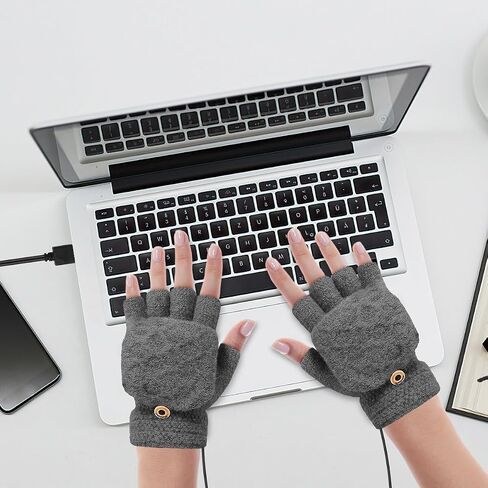 Yuehuam USB Heated Gloves for Men Women Full and Half Fingerless Warmer Mitten 3 Temperature Levels Electric Heating Gloves Hands Warmer Laptop Gloves Washable Design in Saudi Arabia