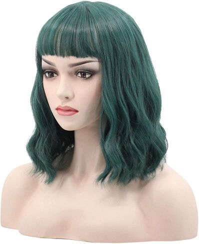 WildCos Short 14 Inches Pastel Wavy With Air Bangs Bob Cosplay Wig for Girl and Women Colorful Wigs (Blonde) in Saudi Arabia