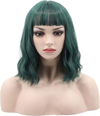 WildCos Short 14 Inches Pastel Wavy With Air Bangs Bob Cosplay Wig for Girl and Women Colorful Wigs (Blonde) in Saudi Arabia
