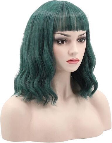 WildCos Short 14 Inches Pastel Wavy With Air Bangs Bob Cosplay Wig for Girl and Women Colorful Wigs (Blonde) in Saudi Arabia