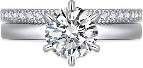 MABELLA Cubic Zirconia Engagement Ring- AAA+ Round Cut 925 Sterling Silver Rings for Women - Classic, CZ Solitaire Engagement Ring- Cute Faux Wedding Rings, Promise Ring for Her in Saudi Arabia