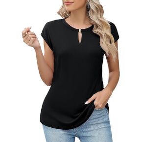 Kistore Women's Summer Casual V Neck Tank Tops Cap Sleeve Loose Fit Blouses Tunic Shirts