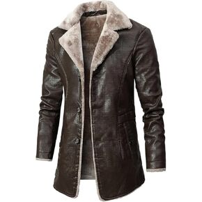 Men’s Black Genuine Sheepskin Faux Fur Turn-Down Collar Outfit Single-Breasted Trench Coat Leather Jacket in Saudi Arabia