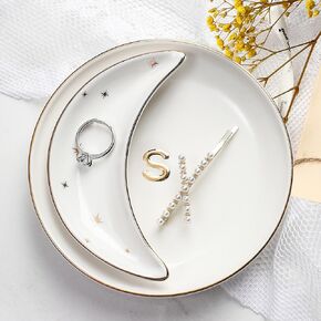 AISBUGUR - Jewelry Tray, Ceramic Jewelry Dish, Trinket Dish Set of 2 Large Capacity for Rings Earrings Necklaces Bracelet Watch Keys, Jewelry Holder Perfect for Christmas gift (k)