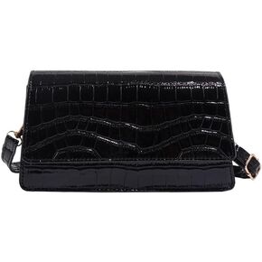 Popular Crocodile Pattern Handbag 2023 New Summer Women's Bag Korean Version Commuter Underarm Bag Foreign Style Shoulder Bag Crossbody Bag (Coffee color, black) Random hair in Saudi Arabia
