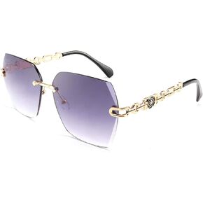 FEISEDY نظارات شمسية كلاسيكية بدون إطار للنساء بإطار معدني وعدسة قطع ماسية نظارات شمسية B2567