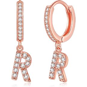 Small Huggie Hoop Initial Earrings for Women | Post Huggie Earring | Cubic Zirconia | Hypoallergenic | Gifts for Girls Kids Women