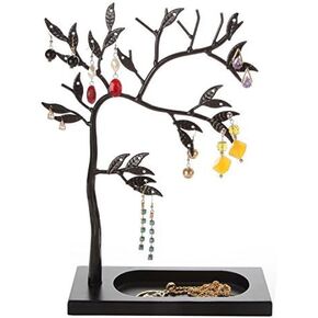 منظم مجوهرات ليل جيفت، شجرة مجوهرات، منظم مجوهرات لتعليق القلائد والأساور والأقراط - حامل مجوهرات معدني، حامل قلادة، تخزين المجوهرات للنساء (شجرة سوداء) in Kuwait