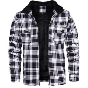 سترة AOTORR للرجال دافئة مبطنة بالصوف منقوشة بغطاء للرأس للرجال مع سترة بسحاب in Kuwait