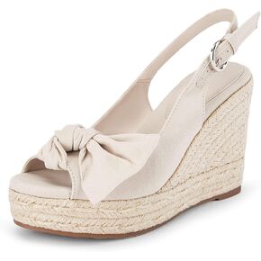 Coutgo Women's Peep Toe Wedges Heels Slingback Espadrille Platform Sandals Side Bowknot Casual Shoes in Kuwait