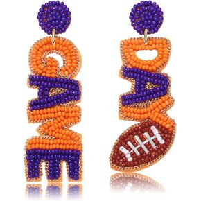 NLCAC Game Day Beaded Earrings Statement Game Day Football Dangle Earrings Game Team Spirit Earrings Sports Fan Jewelry Gifts for Women