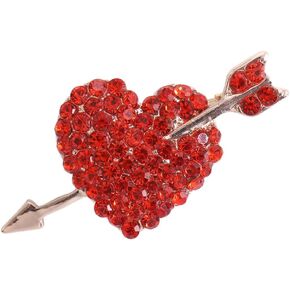 Crystal Pearl Arrow Heart Brooch Pin Valentine's Day Brooches Red Love Heart Lapel Pin Jewelry Gift for Women Girls