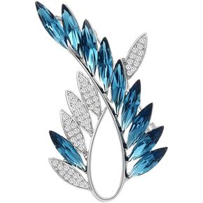 UNVAK ورقة بروش للنساء الفتيات حجر الراين ورقة بروش دبوس كريستال نمساوي ورقة طية صدر السترة دبوس الزفاف عيد ميلاد التخرج مجوهرات هدايا الملابس التبعي لأمي زوجة in Kuwait