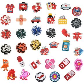 SCOOVY 37 Pcs Medical Shoe Charms Nurse Charms Decoration Clog Accessories Doctors Nurses Themed Shoe Charms For Shoe Wristband PVC Shoe Charm For Party Favors Holiday Birthday Graduation Gifts in Kuwait