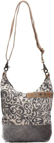 Myra Bag Floral Cowhide & Upcycled Canvas Shoulder Bag S-1126 in Saudi Arabia