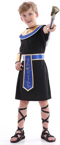زي فرعون للأولاد، زي ملك مصر التاريخي للأطفال، فستان تنكرية للعب الأدوار كاهن للأطفال، أسود، أزرق in Kuwait