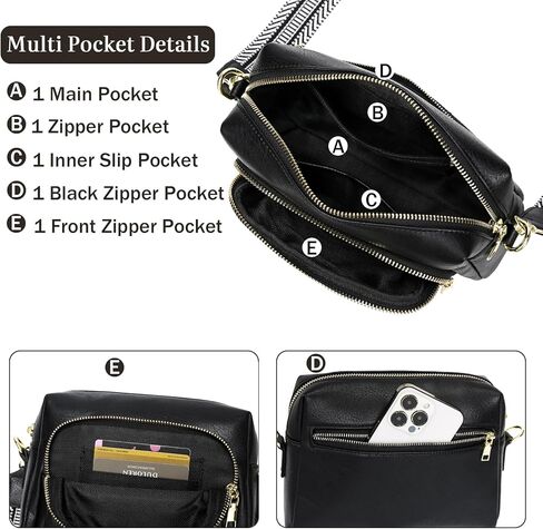 Small Crossbody Purses for Women, Vegan Leather Travel Crossbody Bags, Shoulder Handbags with Guitar Strap and Leather Strap in Kuwait