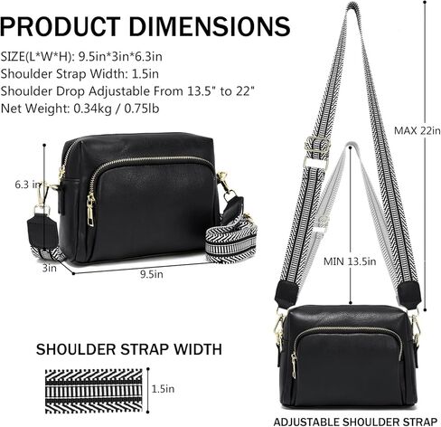 Small Crossbody Purses for Women, Vegan Leather Travel Crossbody Bags, Shoulder Handbags with Guitar Strap and Leather Strap in Kuwait