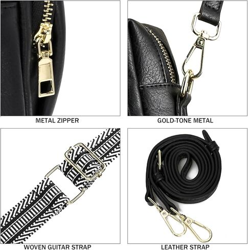 Small Crossbody Purses for Women, Vegan Leather Travel Crossbody Bags, Shoulder Handbags with Guitar Strap and Leather Strap in Kuwait