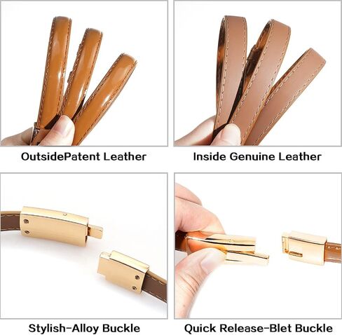 BAOKELAN Skinny Leather Belt for Women 2 Pack Thin Waist Belts with Alloy Buckle for Dress in Saudi Arabia