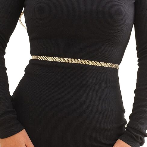 Metal Long Waistband Simple Link Waist Chain Belt Summer Beach Waist Belly Chain Belt for Women Dress in Kuwait