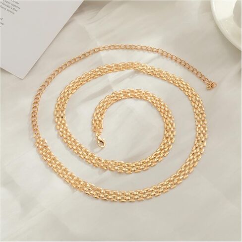 Metal Long Waistband Simple Link Waist Chain Belt Summer Beach Waist Belly Chain Belt for Women Dress in Kuwait
