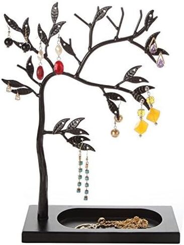 منظم مجوهرات ليل جيفت، شجرة مجوهرات، منظم مجوهرات لتعليق القلائد والأساور والأقراط - حامل مجوهرات معدني، حامل قلادة، تخزين المجوهرات للنساء (شجرة سوداء) in Kuwait