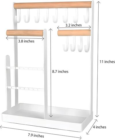 حامل منظم مجوهرات، حامل عرض مجوهرات من 5 طبقات مع فتحات للاقراط و12 خطاف تعليق، رف تخزين للسلاسل والاساور على سطح الطاولة مع صينية خواتم، برج مجوهرات للساعات in Kuwait