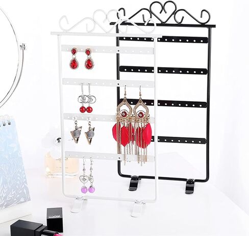 منظم أقراط kaileyouxiangongsi، حامل مسمار للأذن مكون من 4 طبقات و48 فتحة، أقراط مثالية، منظم مجوهرات للقلائد والأساور (أبيض) in Kuwait