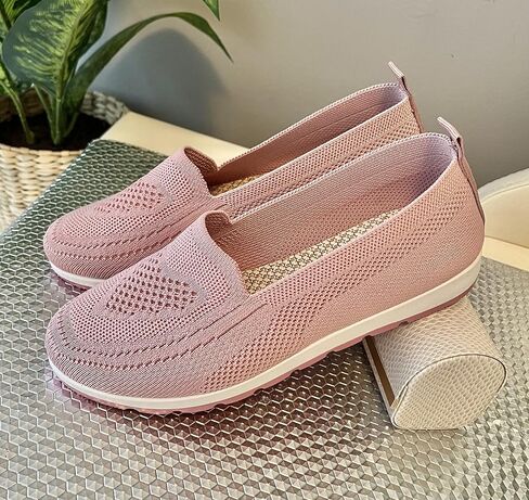 Women's Knitting Flat Shoes Walking Shoes Comfort Loafers Breathable Mesh Female Round Toe Black, Pink, Purple, Red in Kuwait