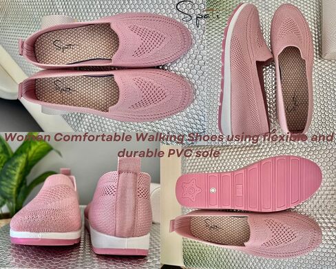 Women's Knitting Flat Shoes Walking Shoes Comfort Loafers Breathable Mesh Female Round Toe Black, Pink, Purple, Red in Kuwait