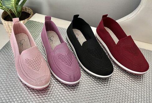 Women's Knitting Flat Shoes Walking Shoes Comfort Loafers Breathable Mesh Female Round Toe Black, Pink, Purple, Red in Kuwait