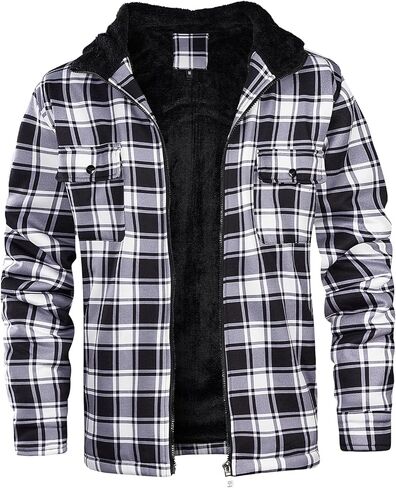 سترة AOTORR للرجال دافئة مبطنة بالصوف منقوشة بغطاء للرأس للرجال مع سترة بسحاب in Kuwait