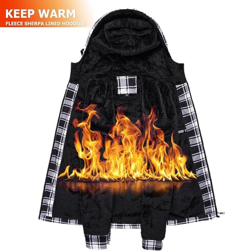 سترة AOTORR للرجال دافئة مبطنة بالصوف منقوشة بغطاء للرأس للرجال مع سترة بسحاب in Kuwait