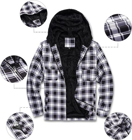 سترة AOTORR للرجال دافئة مبطنة بالصوف منقوشة بغطاء للرأس للرجال مع سترة بسحاب in Kuwait