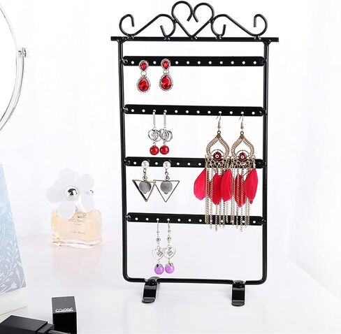 منظم أقراط kaileyouxiangongsi، حامل مسمار للأذن مكون من 4 طبقات و48 فتحة، أقراط مثالية، منظم مجوهرات للقلائد والأساور (أبيض) in Kuwait