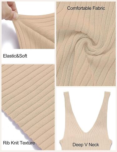 Lacozy Women's 2024 Summer Bodycon Midi Dress Sexy V-Neck Sleeveless Sweater Dress Casual Tank Top Dresses in Saudi Arabia
