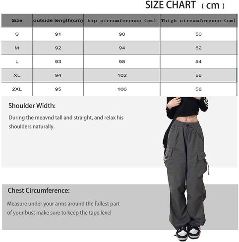 BXCNCKD Women's Retro Pocket Cargo Pants Multi Pocket Casual Trousers Wide Leg Cargo Pants Gothic Street Slacks in Saudi Arabia