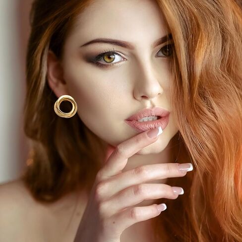 14K Chunky Gold Earrings Gold Geometric Drop Dangle Earrings for Women Large Hoop Gold Statement Earrings Hypoallergenic Fashion Earrings Jewelry in Saudi Arabia