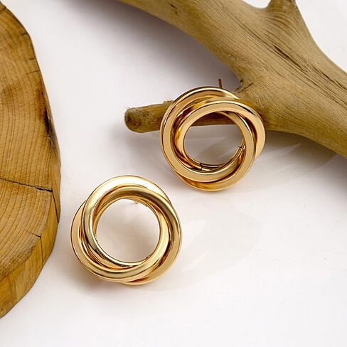 14K Chunky Gold Earrings Gold Geometric Drop Dangle Earrings for Women Large Hoop Gold Statement Earrings Hypoallergenic Fashion Earrings Jewelry in Saudi Arabia