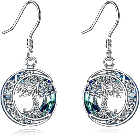 Tree of Life Earrings Sterling Silver Celtic Tree of Life Abalone Shell Dangle Drop Earrings for Women Jewelry in Saudi Arabia