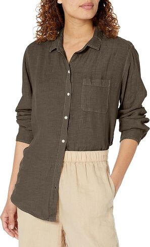 Velvet by Graham & Spencer Women's Mulholland Woven Linen Button Up Shirt in Saudi Arabia